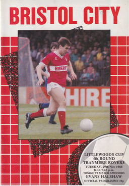 Bristol City v Tranmere Rovers Match Programme 1988-11-29